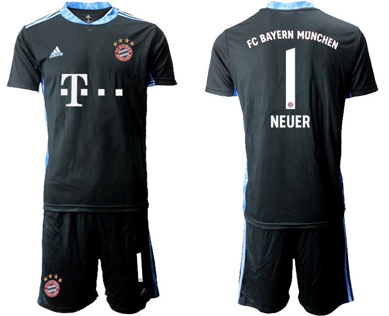 Men 2020-2021 club Bayern Munich black goalkeeper #1 Soccer Jerseys->->Soccer Club Jersey